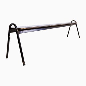 Tubax Black Wood and Metal Bench, 1950s-NYF-2019073