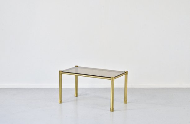 Tubular Brass & Smoked Glass Coffee Table, 1960s-DUG-1089038