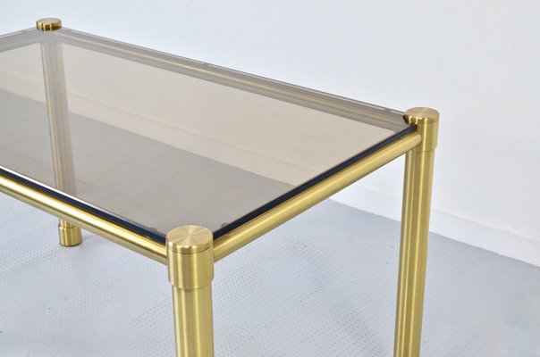 Tubular Brass & Smoked Glass Coffee Table, 1960s-DUG-1089038