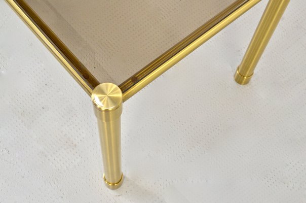 Tubular Brass & Smoked Glass Coffee Table, 1960s-DUG-1089038