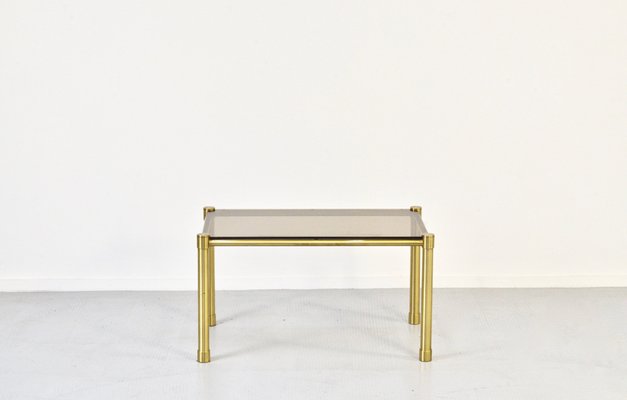 Tubular Brass & Smoked Glass Coffee Table, 1960s-DUG-1089038