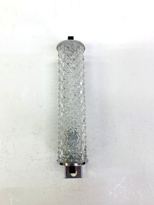 Tubular Chiseled Glass and Chrome Plated Sconce, 1970s-UWE-621581