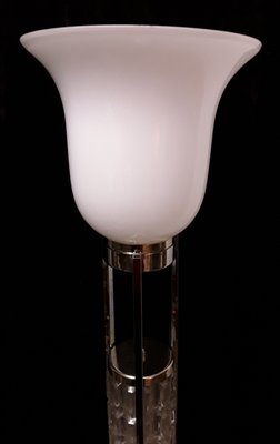 Tubular Chrome-Plated Steel Floor Lamp with 3 Relief Glass Shades & White Cameo Glass Tulip Shade, 1970s-HOI-850421