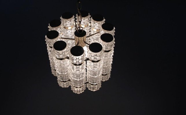 Tubular Crystal & Brass Pendant from Tyringe, 1960s-ARN-625776