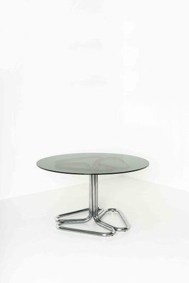 Tubular Dining Room Table in Chrome and Smoked Glass by Giotto Stoppino, Italy, 1970s-UQV-1331938