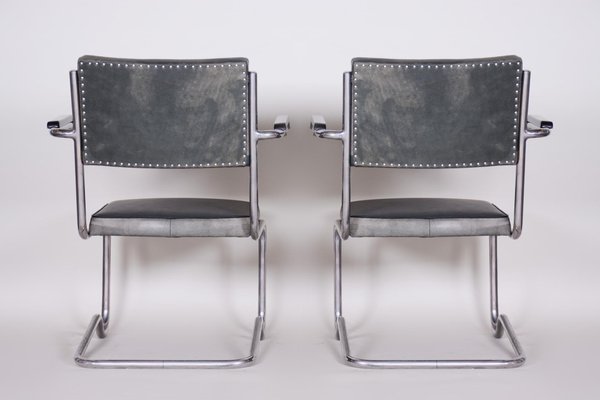 Tubular & Leather Armchairs by Ladislav Žák for Hynek Gottwald, 1930s, Set of 2-WHY-588794