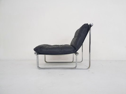 Tubular Leather Lounge Chair from Steiner, France, 1970s-ZO-1797705