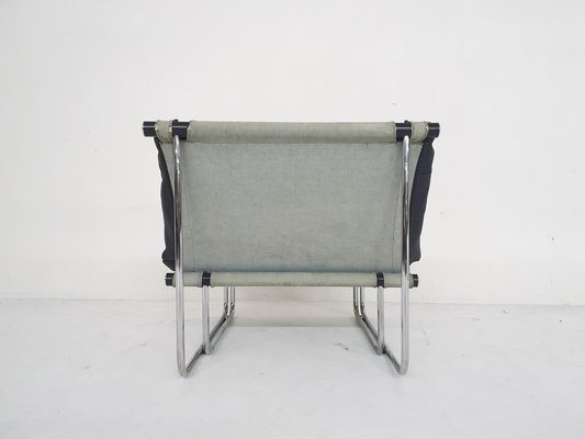 Tubular Leather Lounge Chair from Steiner, France, 1970s-ZO-1797705