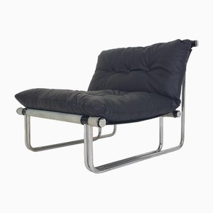 Tubular Leather Lounge Chair from Steiner, France, 1970s-ZO-1797705