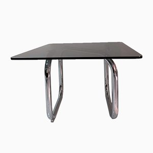 Tubular Nickel-Plated and Smoked Glass Low Table by Pardo, 1970s-IKW-805817