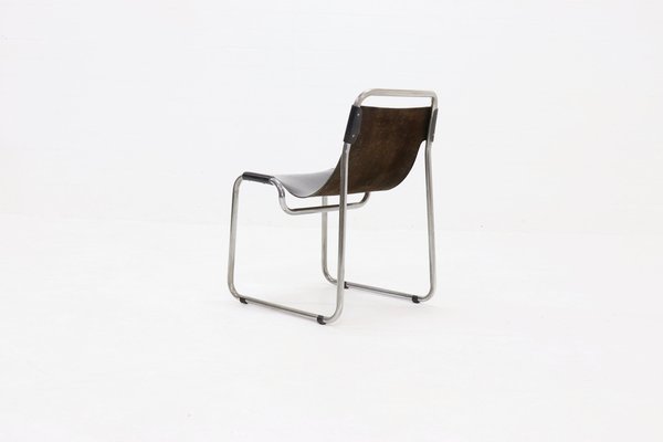 Tubular Side Chair in Saddle Leather and Nickel, 1950s-VV-1453558