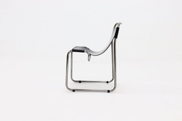 Tubular Side Chair in Saddle Leather and Nickel, 1950s-VV-1453558