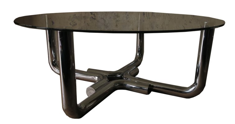 Tubular Steel and Glass Coffee Table, 1960s-ED-541372