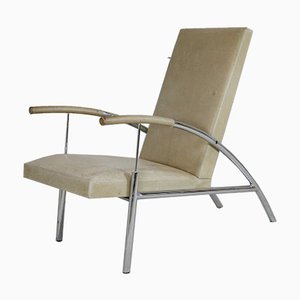 Tubular Steel and Leather Cream Armchair, France, 1970s-MAO-833636