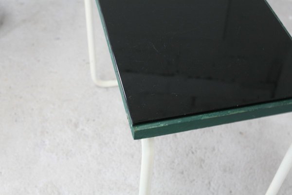 Tubular Steel Console Table with Black Glass Plate, 1950s-MAO-835136