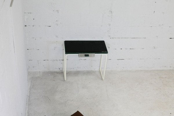 Tubular Steel Console Table with Black Glass Plate, 1950s-MAO-835136