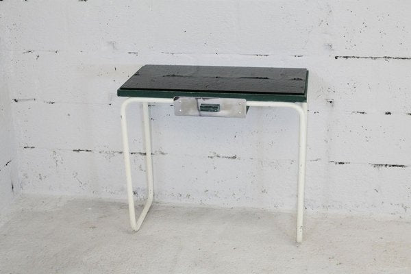 Tubular Steel Console Table with Black Glass Plate, 1950s-MAO-835136