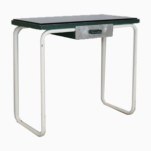 Tubular Steel Console Table with Black Glass Plate, 1950s-MAO-835136