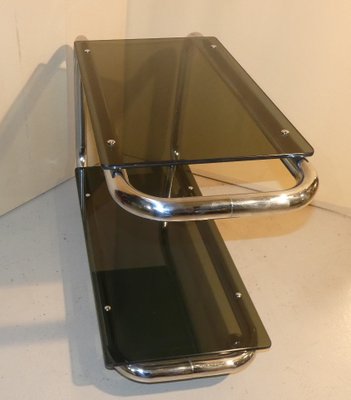 Tubular Trolley in Chromed Steel and Smoked Glass, Italy, 1970s-ERB-1076254