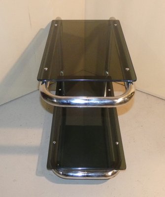 Tubular Trolley in Chromed Steel and Smoked Glass, Italy, 1970s-ERB-1076254