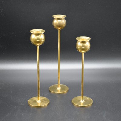 Tulip Candleholders by Pierre Forsell for Skultuna Bruk, Sweden, 1970s, Set of 3-RNM-1415006