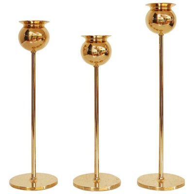 Tulip Candlesticks by Pierre Forssell for Skultuna Sweden, Set of 3-DEK-932486