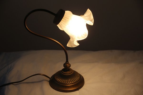 Tulip Glass Lampshade Accent Table Lamp, France, 1970s-NAD-1806404