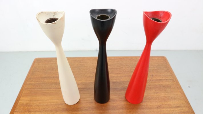 Tulip Shaped Candleholders by BRDR Bonfils, Denmark, 1960s, Set of 3-DT-2026273