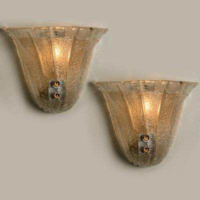 Tulip Shaped Glass and Gold-Plated Sconces, Italy, 1960, Set of 2-VDW-956728