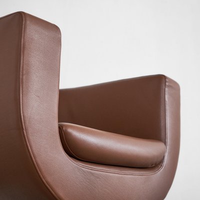 Tulip Swivel Club Chairs in Brown Leather from B&b Italia / C&b Italia, Set of 2-LPQ-1747993