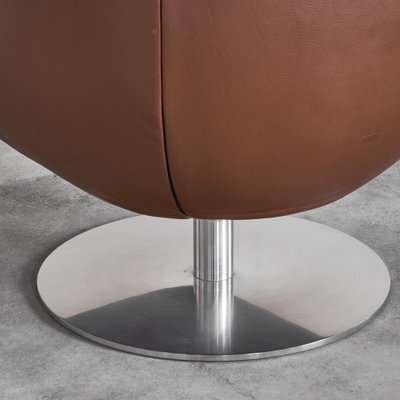 Tulip Swivel Club Chairs in Brown Leather from B&b Italia / C&b Italia, Set of 2-LPQ-1747993