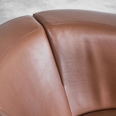 Tulip Swivel Club Chairs in Brown Leather from B&b Italia / C&b Italia, Set of 2-LPQ-1747993