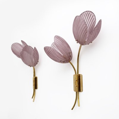 Tulips Murano Glass and Brass Sconces, 2000, Set of 2-FER-2032365