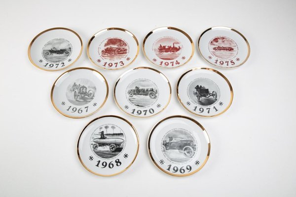 Turin International Automobile Commemorative Dishes, 1960s, Set of 9-DZU-1693359