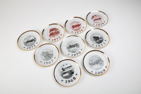 Turin International Automobile Commemorative Dishes, 1960s, Set of 9-DZU-1693359