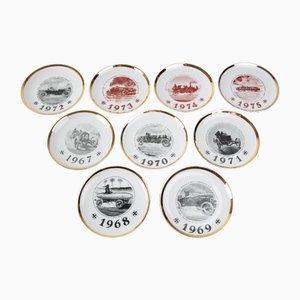 Turin International Automobile Commemorative Dishes, 1960s, Set of 9-DZU-1693359