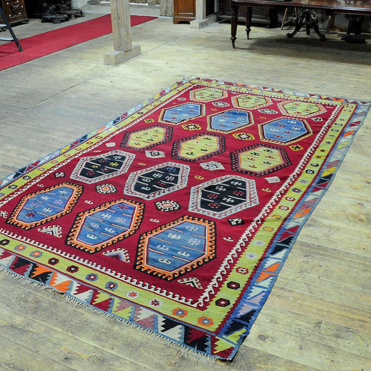 Turkish Colorful Sarkisla Kilim Rug, 1930s