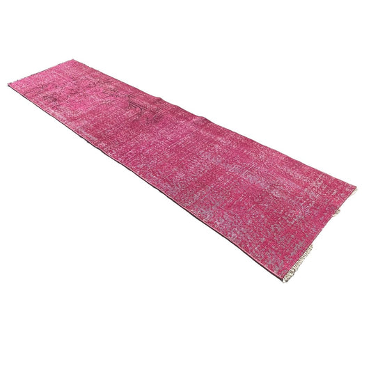 Turkish Distressed Narrow Runner Rug in Pink, 1970s