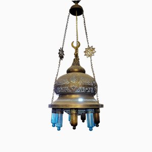 Turkish Gilt Brass and Crystal Ceiling Lamp-TCS-1744361