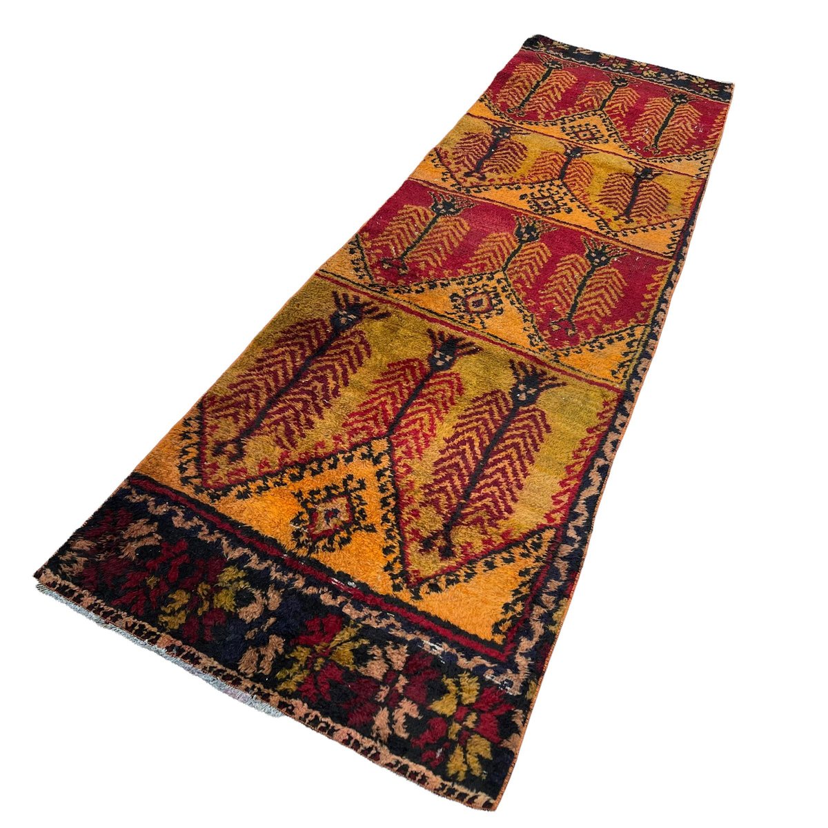 Turkish Hand-Knotted Kayseri Runner Rug