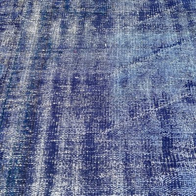 Turkish Overdyed Blue Narrow Runner Rug in Wool-AIV-1333514