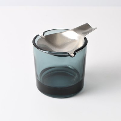 Turmaline Glass and Stainless Steel Ashtray by Wilhelm Wagenfeld for WMF, 1960s-IXK-1795790