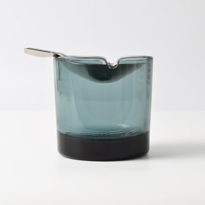 Turmaline Glass and Stainless Steel Ashtray by Wilhelm Wagenfeld for WMF, 1960s-IXK-1795790