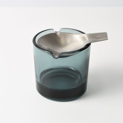 Turmaline Glass and Stainless Steel Ashtray by Wilhelm Wagenfeld for WMF, 1960s-IXK-1795790