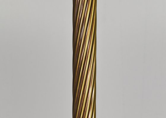 Turned Brass and Opaline Glass Floor Lamp from Relco Milano, Italy, 1970s-TE-1812074