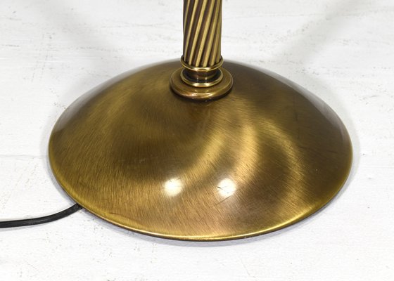 Turned Brass and Opaline Glass Floor Lamp from Relco Milano, Italy, 1970s-TE-1812074