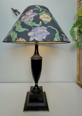 Turned Dark Oak Baluster Shaped Table Lamp, 1950s-WZZ-1397244