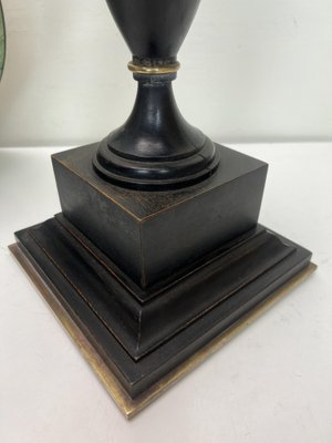 Turned Dark Oak Baluster Shaped Table Lamp, 1950s-WZZ-1397244