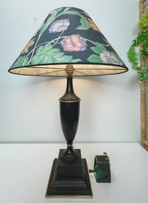 Turned Dark Oak Baluster Shaped Table Lamp, 1950s-WZZ-1397244