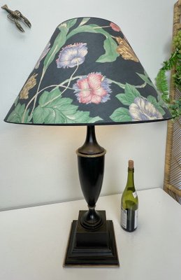 Turned Dark Oak Baluster Shaped Table Lamp, 1950s-WZZ-1397244